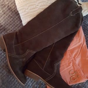 Suede, knee high boots